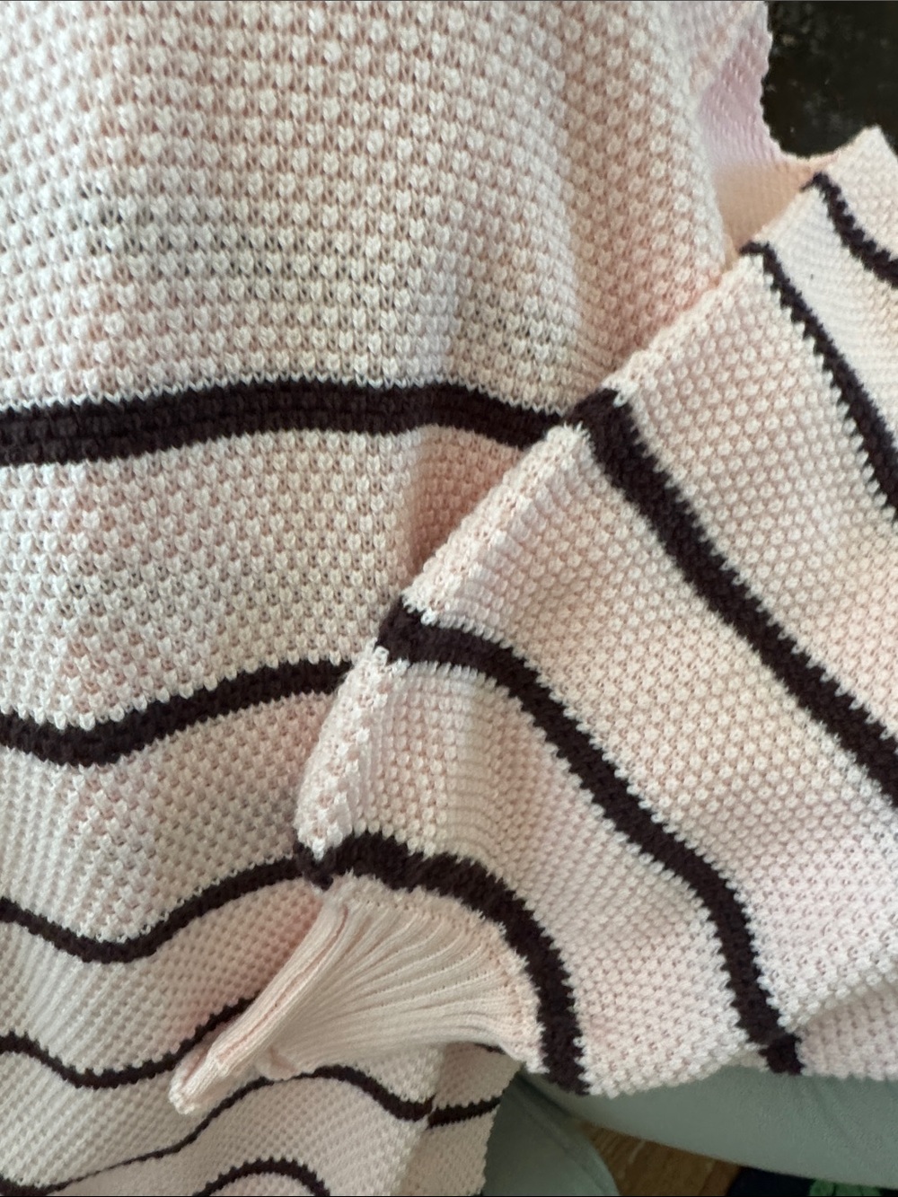 Anthropologie Light Pink Cardigan with Black Stripes - Picture 4 of 7